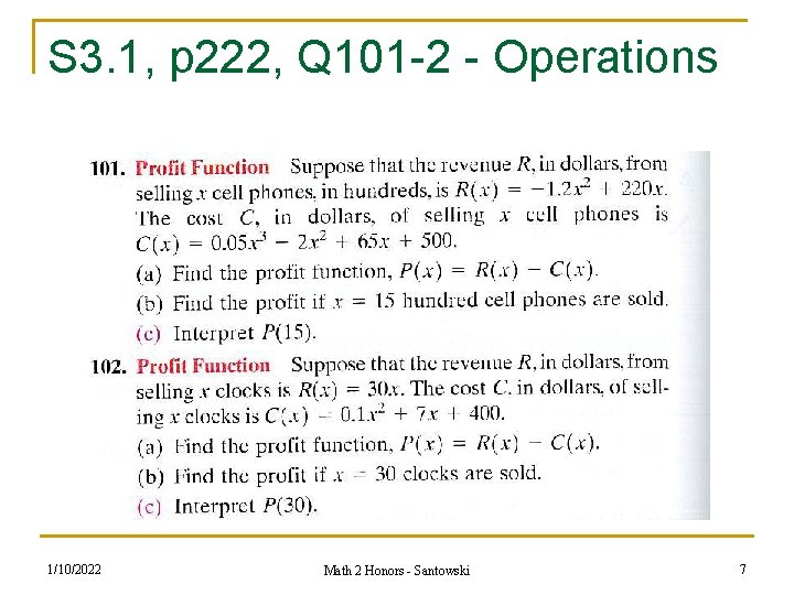 S 3. 1, p 222, Q 101 -2 - Operations 1/10/2022 Math 2 Honors S 3. 1, p 222, Q 101 -2 - Operations 1/10/2022 Math 2 Honors
