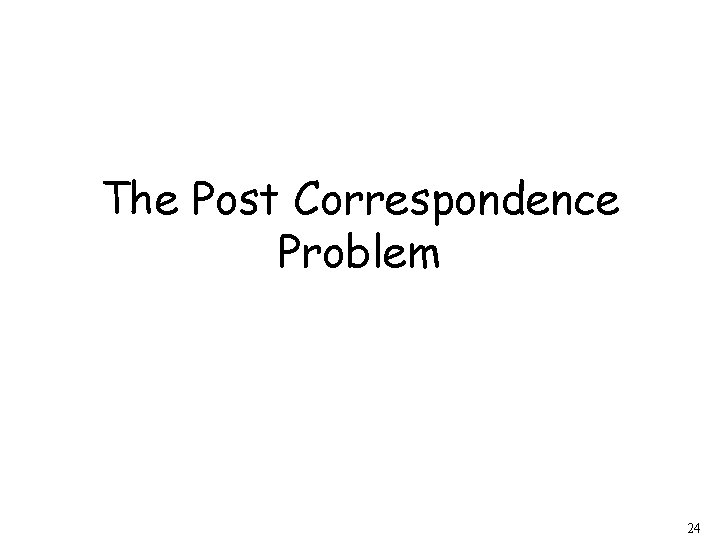 The Post Correspondence Problem 24 