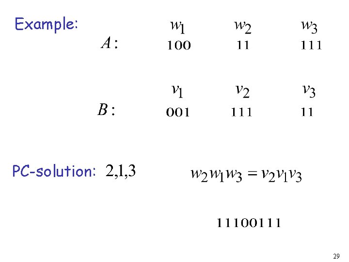 Example: PC-solution: 29 