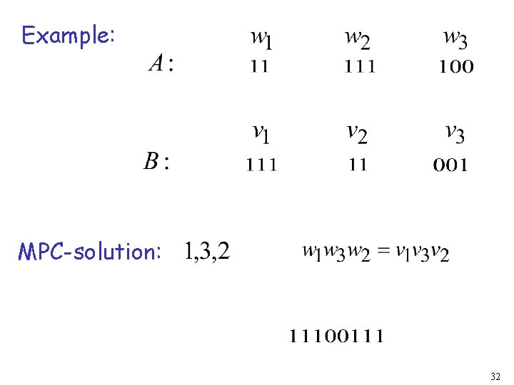 Example: MPC-solution: 32 