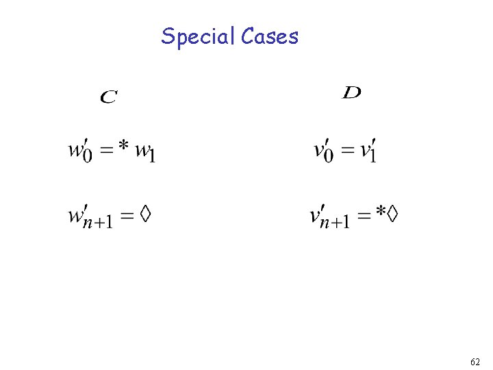 Special Cases 62 