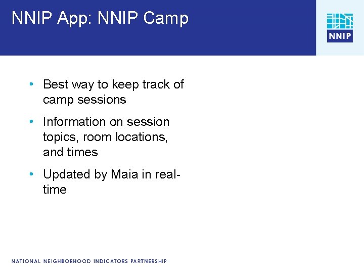 NNIP App: NNIP Camp • Best way to keep track of camp sessions •