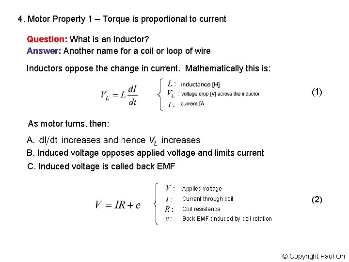 4. Motor Property 1 – Torque is proportional to current Question: What is an