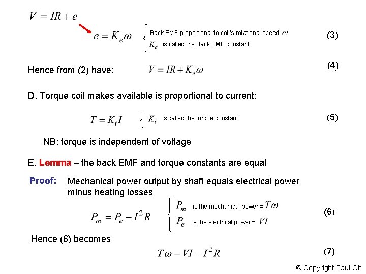 Back EMF proportional to coil’s rotational speed (3) is called the Back EMF constant