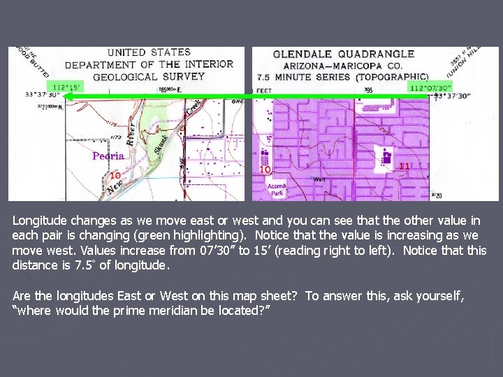 Longitude changes as we move east or west and you can see that the