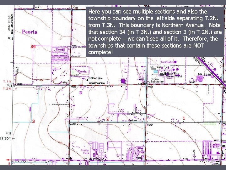 Here you can see multiple sections and also the township boundary on the left