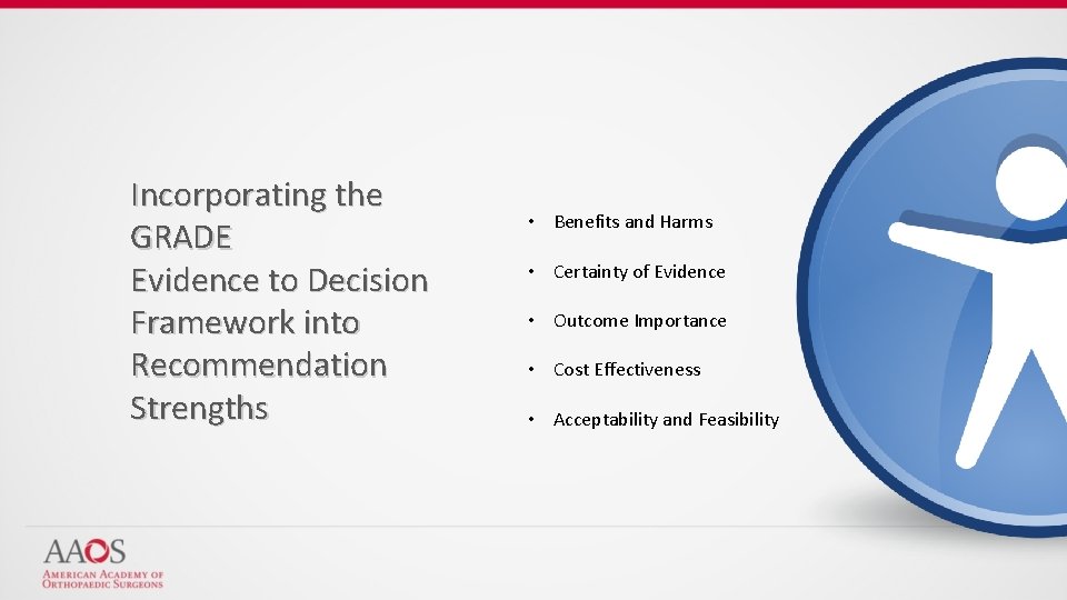 Incorporating the GRADE Evidence to Decision Framework into Recommendation Strengths • Benefits and Harms