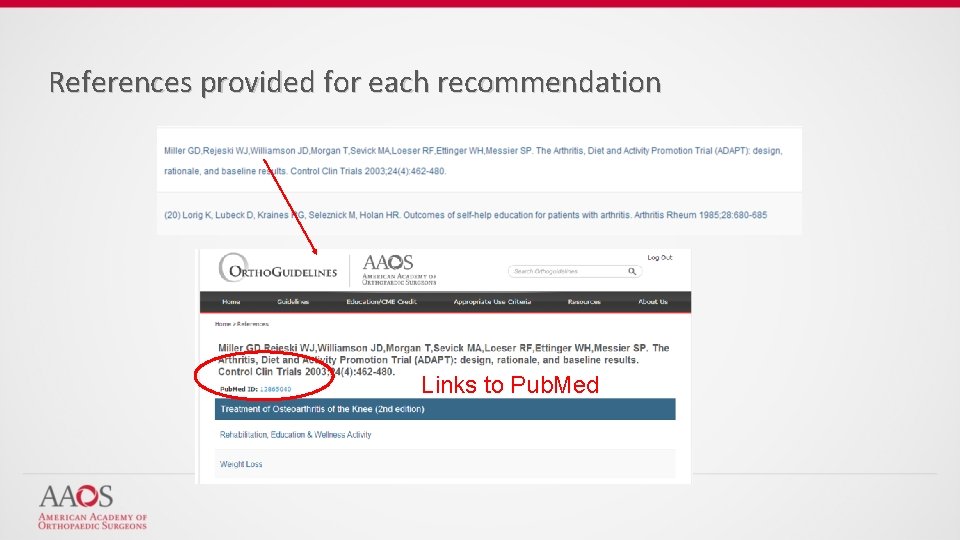 References provided for each recommendation Links to Pub. Med 