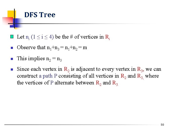 DFS Tree n Let ni (1 ≤ i ≤ 4) be the # of