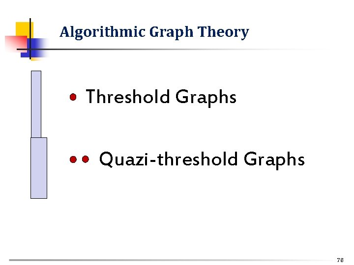 Algorithmic Graph Theory Threshold Graphs Quazi-threshold Graphs 78 