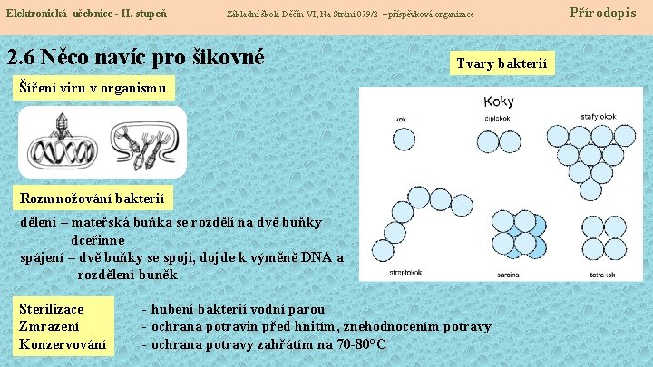 Elektronická učebnice - II. stupeň Základní škola Děčín VI, Na Stráni 879/2 – příspěvková