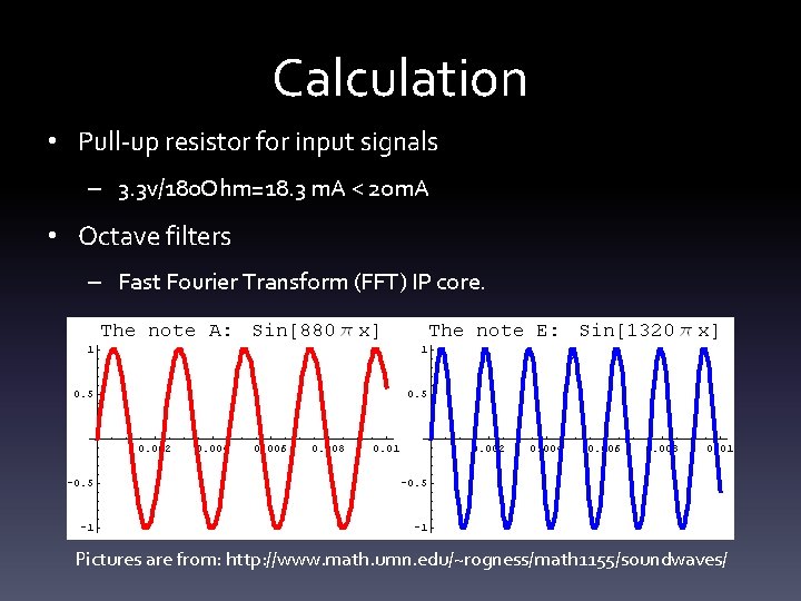 Calculation • Pull-up resistor for input signals – 3. 3 v/180 Ohm=18. 3 m.