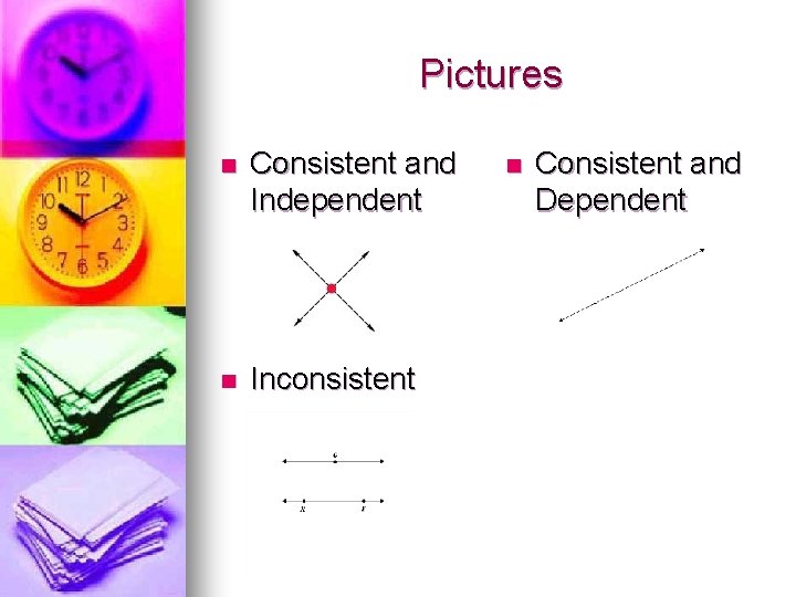 Pictures n Consistent and Independent n Inconsistent n Consistent and Dependent 