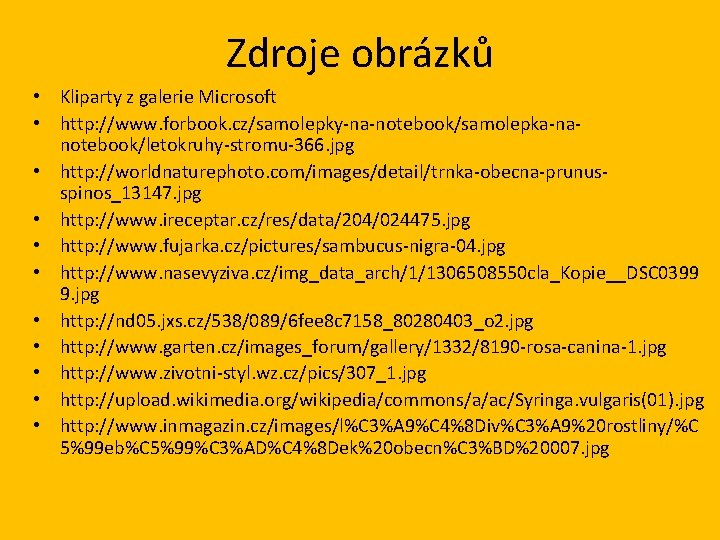 Zdroje obrázků • Kliparty z galerie Microsoft • http: //www. forbook. cz/samolepky-na-notebook/samolepka-nanotebook/letokruhy-stromu-366. jpg •