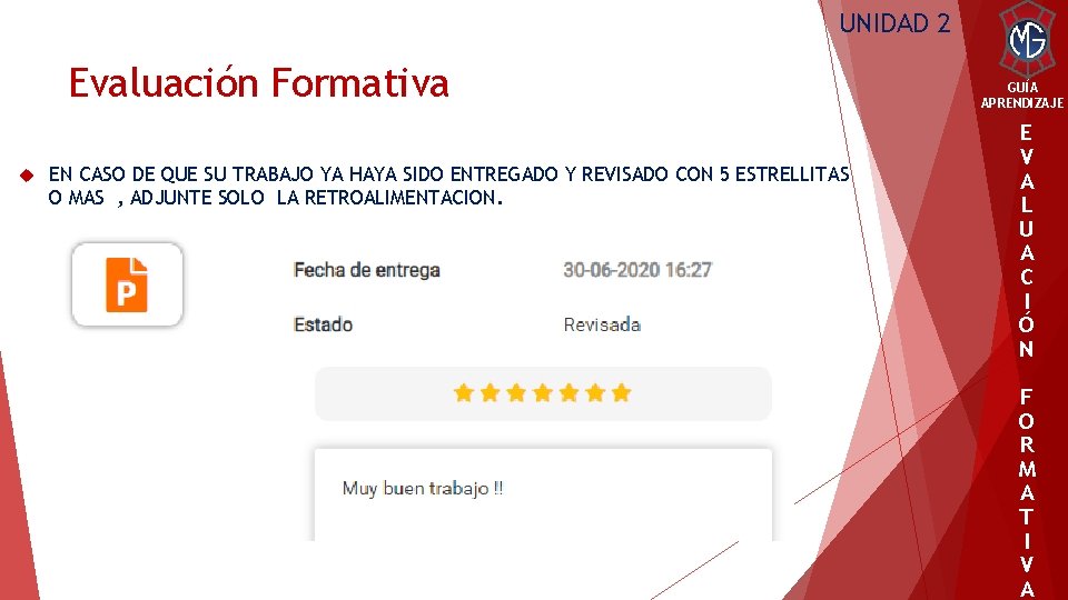 UNIDAD 2 Evaluación Formativa EN CASO DE QUE SU TRABAJO YA HAYA SIDO ENTREGADO