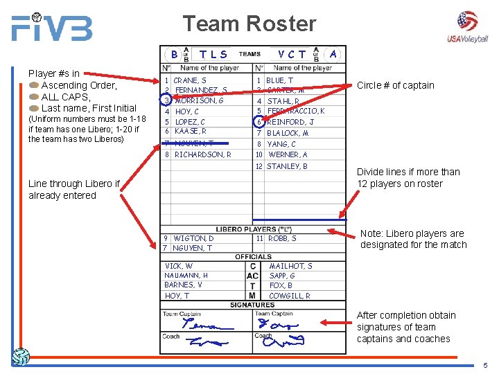 Team Roster B Player #s in Ascending Order, ALL CAPS, Last name, First Initial