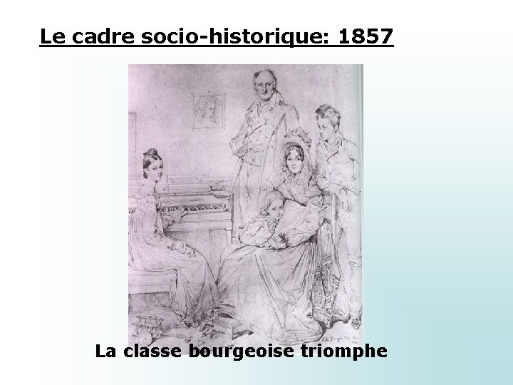 Le cadre socio-historique: 1857 La classe bourgeoise triomphe 