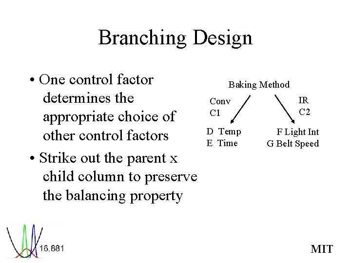 Branching Design • One control factor determines the appropriate choice of other control factors