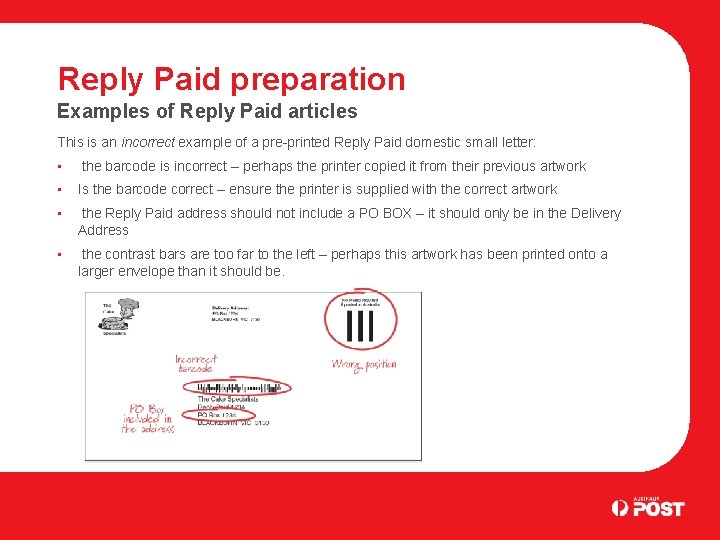 Reply Paid preparation Examples of Reply Paid articles This is an incorrect example of
