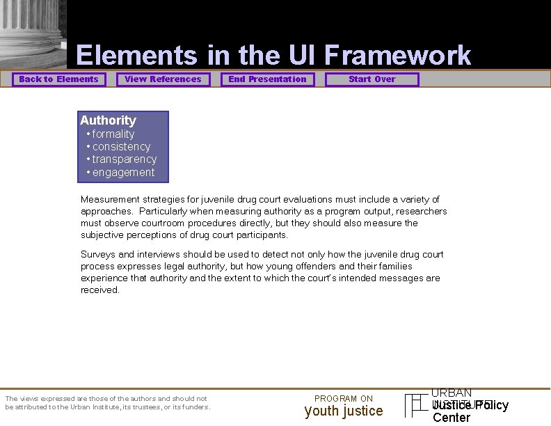 Elements in the UI Framework Back to Elements View References End Presentation Start Over