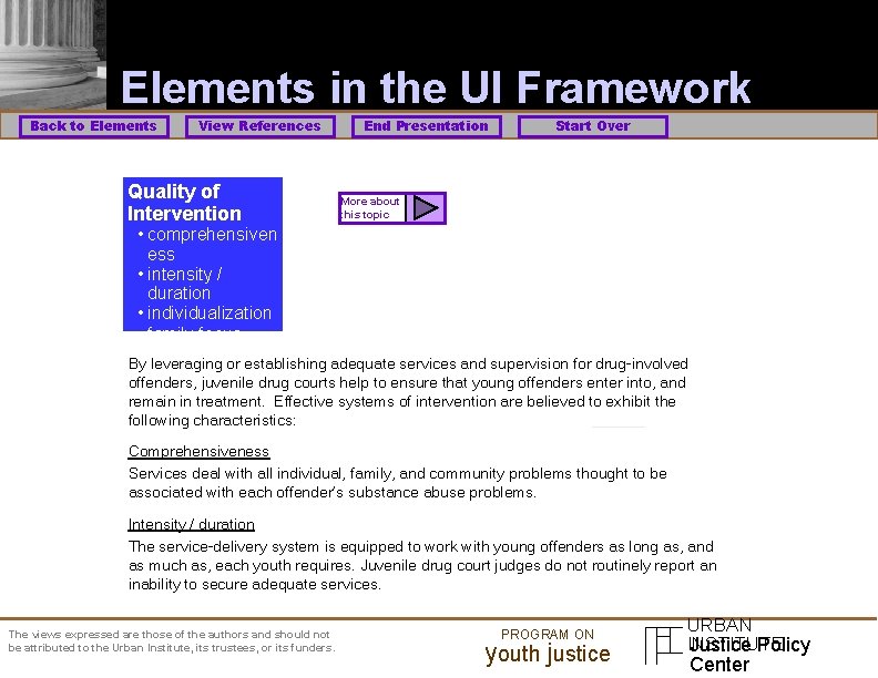 Elements in the UI Framework Back to Elements View References Quality of Intervention End