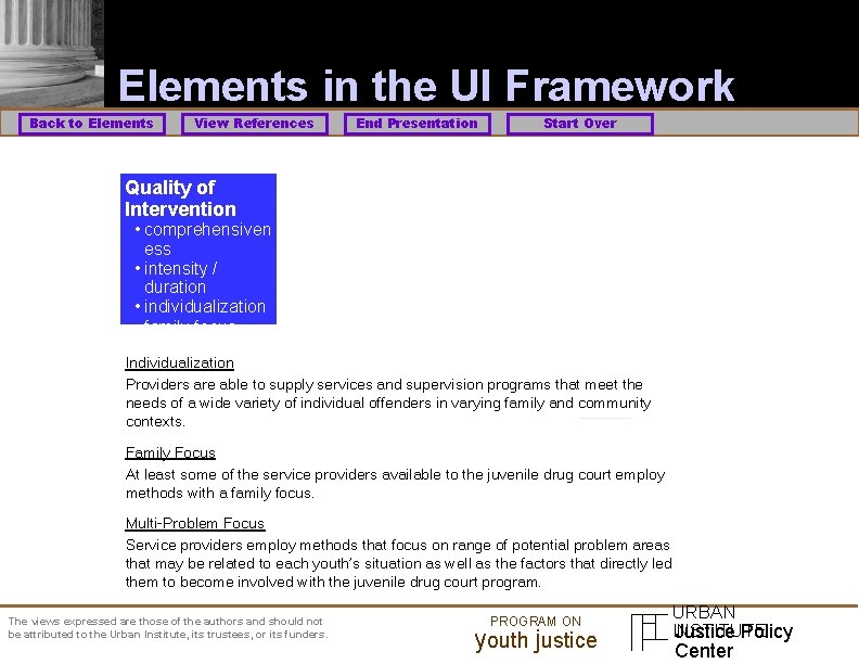 Elements in the UI Framework Back to Elements View References End Presentation Start Over