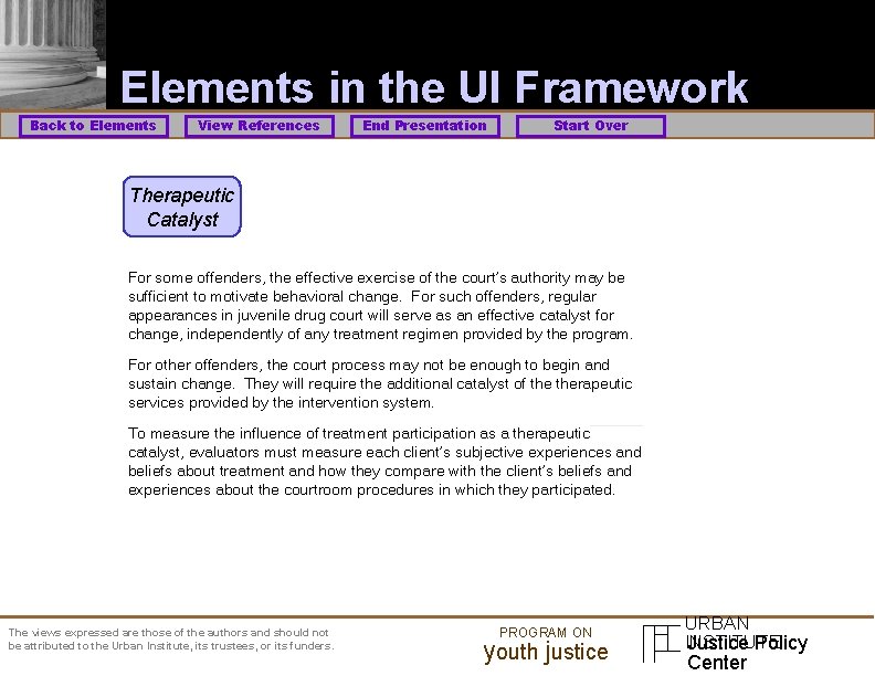 Elements in the UI Framework Back to Elements View References End Presentation Start Over