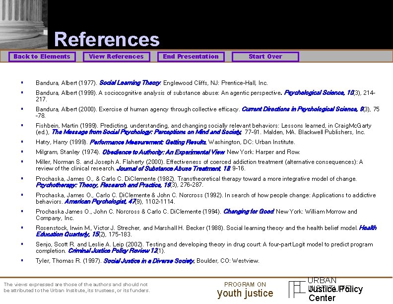 References Back to Elements View References End Presentation Start Over § Bandura, Albert (1977).
