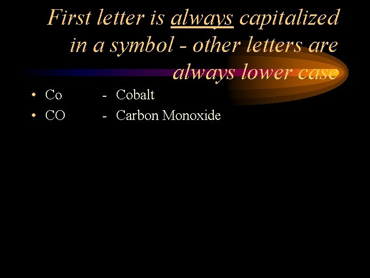 First letter is always capitalized in a symbol - other letters are always lower