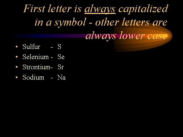 First letter is always capitalized in a symbol - other letters are always lower