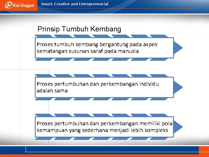 Prinsip Tumbuh Kembang Proses tumbuh kembang bergantung pada aspek kematangan susunan saraf pada manusia