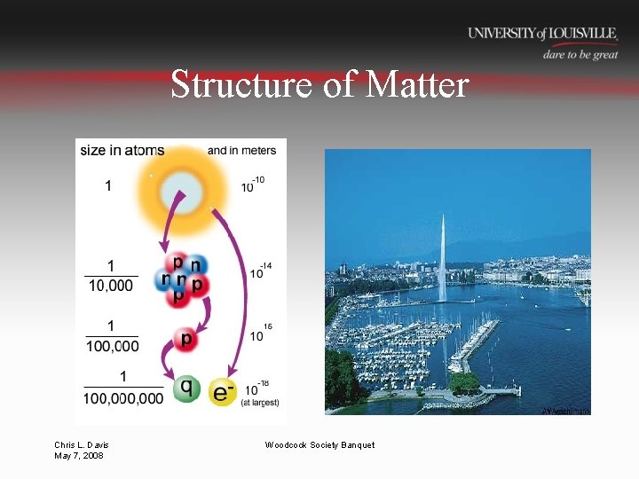 Structure of Matter Chris L. Davis May 7, 2008 Woodcock Society Banquet 