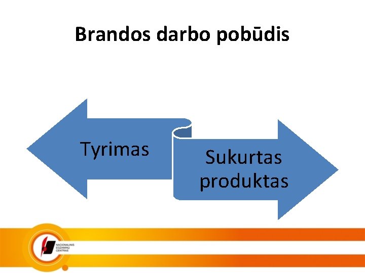 Brandos darbo pobūdis Tyrimas Sukurtas produktas 