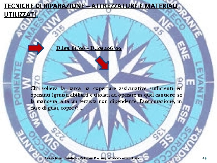 TECNICHE DI RIPARAZIONE – ATTREZZATURE E MATERIALI UTILIZZATI. D. lgs. 81/08 – D. lgs.