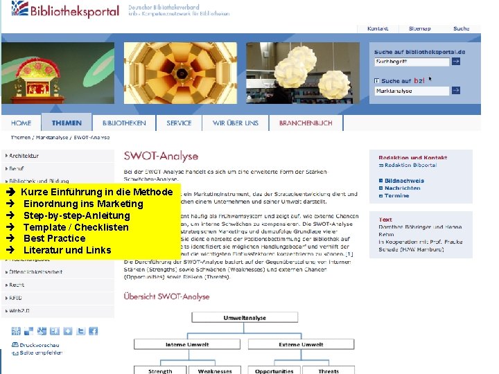  Kurze Einführung in die Methode Einordnung ins Marketing Step-by-step-Anleitung Template / Checklisten Best