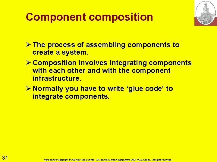 Component composition Ø The process of assembling components to create a system. Ø Composition