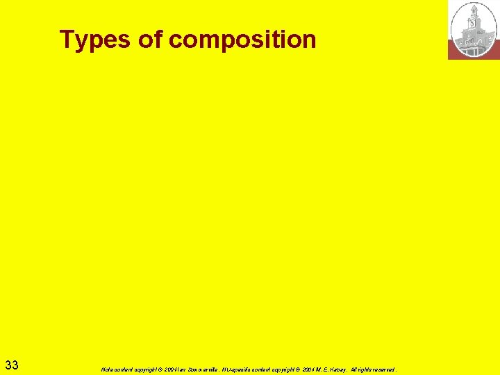 Types of composition 33 Note content copyright © 2004 Ian Sommerville. NU-specific content copyright