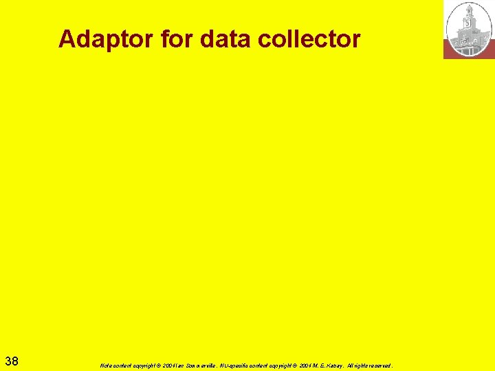 Adaptor for data collector 38 Note content copyright © 2004 Ian Sommerville. NU-specific content