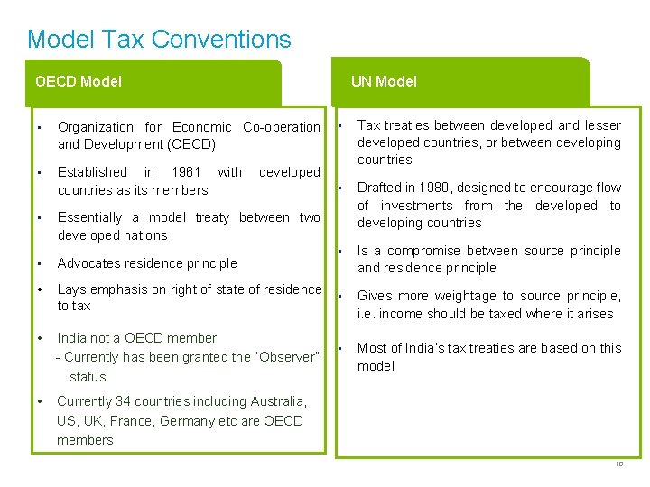 Model Tax Conventions OECD Model UN Model • Organization for Economic Co-operation and Development