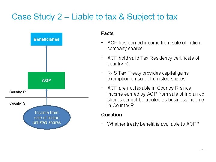 Case Study 2 – Liable to tax & Subject to tax Facts Beneficiaries •