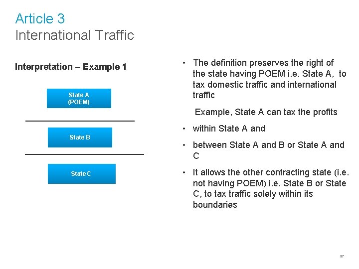 Article 3 International Traffic Interpretation – Example 1 State A (POEM) ___________ • The