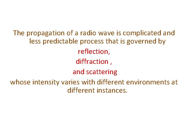 The propagation of a radio wave is complicated and less predictable process that is