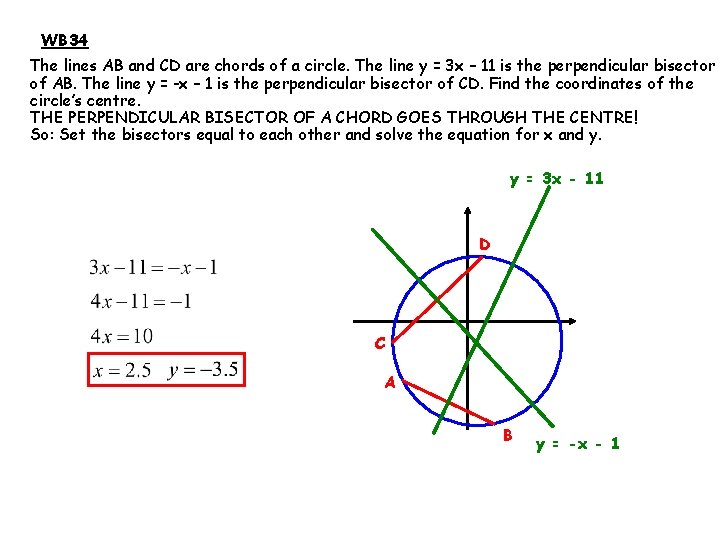 WB 34 The lines AB and CD are chords of a circle. The line