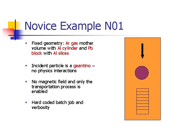 Novice Example N 01 § Fixed geometry: Ar gas mother volume with Al cylinder