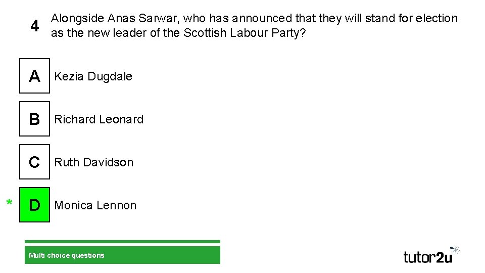 4 Alongside Anas Sarwar, who has announced that they will stand for election as