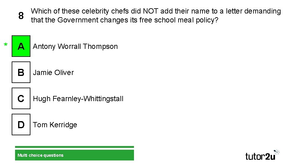 8 Which of these celebrity chefs did NOT add their name to a letter