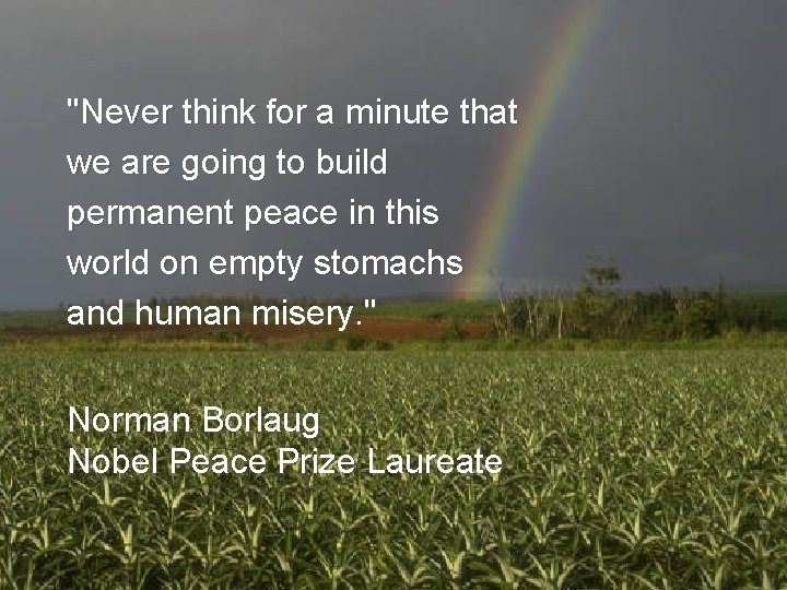 "Never think for a minute that we are going to build permanent peace in