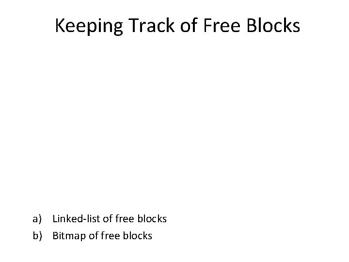 Keeping Track of Free Blocks a) Linked-list of free blocks b) Bitmap of free