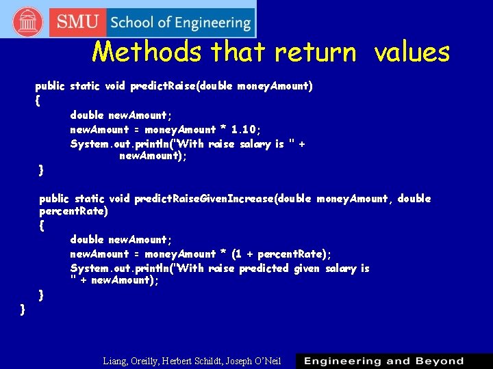 Methods that return values public static void predict. Raise(double money. Amount) { double new. Methods that return values public static void predict. Raise(double money. Amount) { double new.