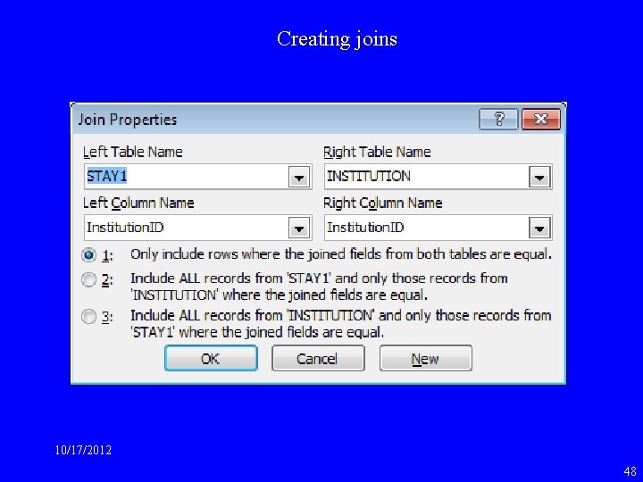 Creating joins 10/17/2012 48 